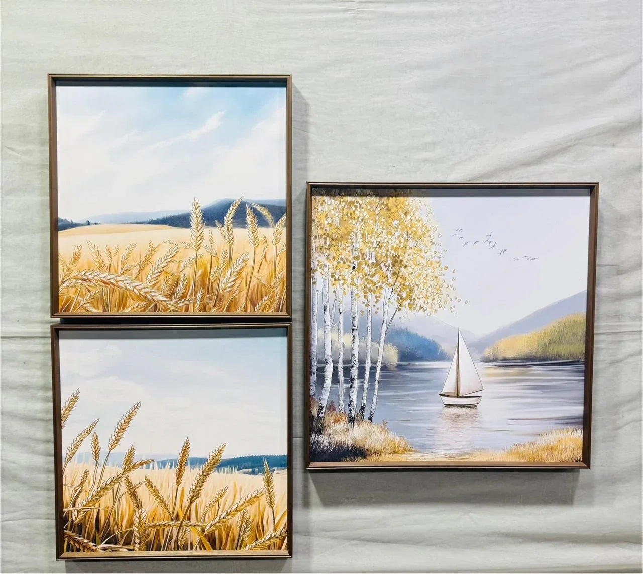 Modern Leather Ambrose Painting Set of 3 - Style 13